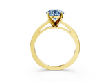 Yellow gold Fancy Blue Round  Solitaire Diamond Engagement Ring with Four-Prong Setting on a Classic Band_6