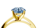 Yellow gold Fancy Blue Round  Solitaire Diamond Engagement Ring with Four-Prong Setting on a Classic Band_7