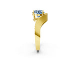 Yellow gold Fancy Blue Round  Solitaire Diamond Engagement Ring with Pave Band and Four-Prong Setting 2