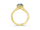 Yellow gold Fancy Blue Round  Solitaire Diamond Engagement Ring with Pave Band and Six-Prong Setting_23
