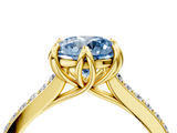 Yellow gold Fancy Blue Round  Solitaire Diamond Engagement Ring with Pave Band and Six-Prong Setting_24
