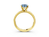 Yellow gold Fancy Blue Round  Solitaire Diamond Engagement Ring with XO Engraved Band and Four-Prong Setting 5