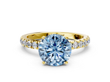 Yellow gold Fancy Blue Round  Solitaire Diamond Pavé Band with Four-Prong Setting_28