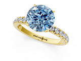 Yellow gold Fancy Blue Round  Solitaire Diamond Pavé Band with Four-Prong Setting_29