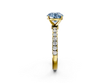 Yellow gold Fancy Blue Round  Solitaire Diamond Pavé Band with Four-Prong Setting_30
