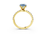 Yellow gold Fancy Blue Round  Solitaire Diamond Pavé Band with Four-Prong Setting_31
