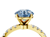 Yellow gold Fancy Blue Round  Solitaire Diamond Pavé Band with Four-Prong Setting_32
