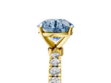 Yellow gold Fancy Blue Round  Solitaire Diamond Pavé Band with Four-Prong Setting_33