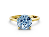 Yellow gold Fancy Blue Round  Solitaire Diamond Ring with 4-Prong Setting on a Classic Band_3