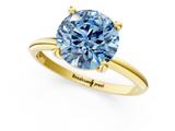 Yellow gold Fancy Blue Round  Solitaire Diamond Ring with 4-Prong Setting on a Classic Band_4