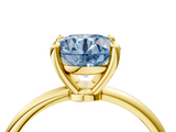 Yellow gold Fancy Blue Round  Solitaire Diamond Ring with 4-Prong Setting on a Classic Band_7