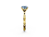 Yellow gold Fancy Blue Round  Solitaire Diamond Ring with Bamboo Band and Four-Prong Setting_58