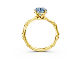 Yellow gold Fancy Blue Round  Solitaire Diamond Ring with Bamboo Band and Four-Prong Setting_59