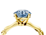 Yellow gold Fancy Blue Round  Solitaire Diamond Ring with Bamboo Band and Four-Prong Setting_60