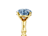 Yellow gold Fancy Blue Round  Solitaire Diamond Ring with Bamboo Band and Four-Prong Setting_61