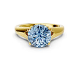 Yellow gold Fancy Blue Round  Solitaire Diamond Ring with Cathedral Band and Four-Prong Setting_83