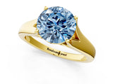 Yellow gold Fancy Blue Round  Solitaire Diamond Ring with Cathedral Band and Four-Prong Setting_84