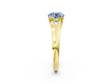 Yellow gold Fancy Blue Round  Solitaire Diamond Ring with Cathedral Band and Four-Prong Setting_85