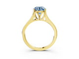 Yellow gold Fancy Blue Round  Solitaire Diamond Ring with Cathedral Band and Four-Prong Setting_86