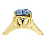 Yellow gold Fancy Blue Round  Solitaire Diamond Ring with Cathedral Band and Four-Prong Setting_87