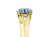 Yellow gold Fancy Blue Round  Solitaire Diamond Ring with Cathedral Band and Four-Prong Setting_88
