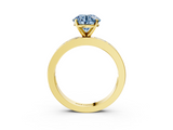 Yellow gold Fancy Blue Round  Solitaire Diamond Ring with Channel-Set Baguette Band and Four-Prong Setting_71