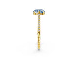 Yellow gold Fancy Blue Round  Solitaire Diamond Ring with Channel Set Band and Bezel Prong Setting_58
