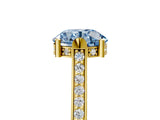 Yellow gold Fancy Blue Round  Solitaire Diamond Ring with Channel Set Band and Bezel Prong Setting_61