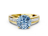 Yellow gold Fancy Blue Round  Solitaire Diamond Ring with Channel-Set Band and Four-Prong Setting_3