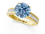 Yellow gold Fancy Blue Round  Solitaire Diamond Ring with Channel-Set Band and Four-Prong Setting_4