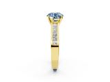 Yellow gold Fancy Blue Round  Solitaire Diamond Ring with Channel-Set Band and Four-Prong Setting_5