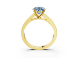 Yellow gold Fancy Blue Round  Solitaire Diamond Ring with Channel-Set Band and Four-Prong Setting_6
