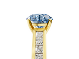 Yellow gold Fancy Blue Round  Solitaire Diamond Ring with Channel-Set Band and Four-Prong Setting_8