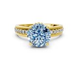 Yellow gold Fancy Blue Round  Solitaire Diamond Ring with Channel Set Band and Six-Prong Setting_47