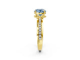 Yellow gold Fancy Blue Round  Solitaire Diamond Ring with Channel Set Band and Six-Prong Setting_49