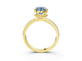 Yellow gold Fancy Blue Round  Solitaire Diamond Ring with Channel Set Band and Six-Prong Setting_50