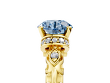 Yellow gold Fancy Blue Round  Solitaire Diamond Ring with Filigree Band and Four-Prong Setting_50