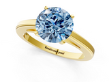 Yellow gold Fancy Blue Round  Solitaire Diamond Ring with Four-Prong Setting and Classic Band_4