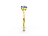 Yellow gold Fancy Blue Round  Solitaire Diamond Ring with Four-Prong Setting and Classic Band_5