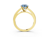 Yellow gold Fancy Blue Round  Solitaire Diamond Ring with Four-Prong Setting and Classic Band_6
