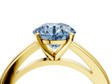 Yellow gold Fancy Blue Round  Solitaire Diamond Ring with Four-Prong Setting and Classic Band_7