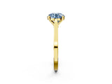 Yellow gold Fancy Blue Round  Solitaire Diamond Ring with Four-Prong Setting and Tapered Band 3