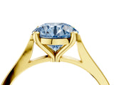 Yellow gold Fancy Blue Round  Solitaire Diamond Ring with Four-Prong Setting and Tapered Band 5