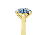 Yellow gold Fancy Blue Round  Solitaire Diamond Ring with Four-Prong Setting and Tapered Band