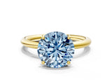 Yellow gold Fancy Blue Round  Solitaire Diamond Ring with Four-Prong Setting on a Plain Band_20