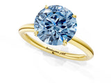 Yellow gold Fancy Blue Round  Solitaire Diamond Ring with Four-Prong Setting on a Plain Band_21