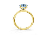 Yellow gold Fancy Blue Round  Solitaire Diamond Ring with Four-Prong Setting on a Plain Band_23