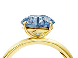 Yellow gold Fancy Blue Round  Solitaire Diamond Ring with Four-Prong Setting on a Plain Band_24