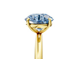 Yellow gold Fancy Blue Round  Solitaire Diamond Ring with Four-Prong Setting on a Plain Band_25