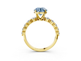 Yellow gold Fancy Blue Round  Solitaire Diamond Ring with Pave Band and Four-Prong Setting_187